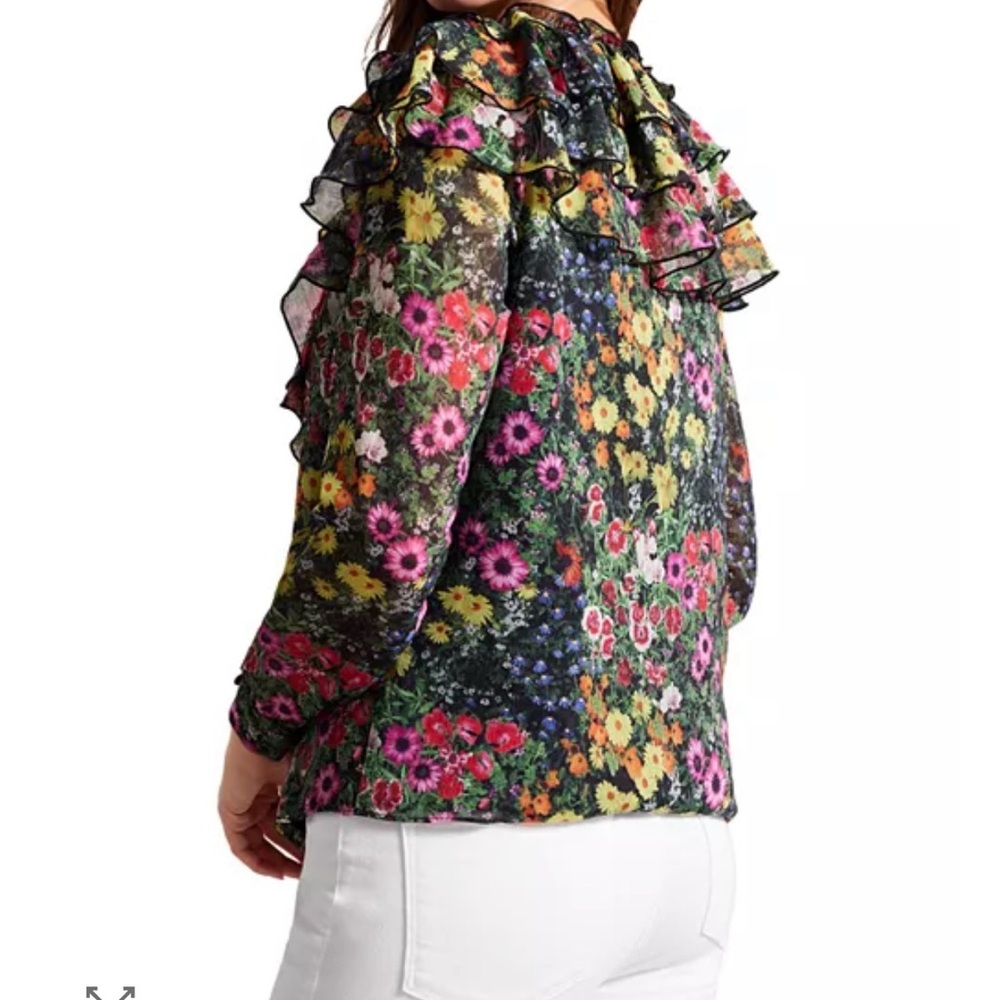 Ted Baker Amell Floral Ruffle Blouse Size 1 Coquette Romantic Feminine Spring - Picture 10 of 15